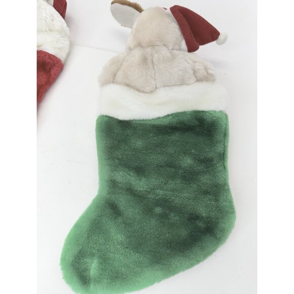 Set Of 2 Vintage Christmas Stockings Purina Beggin Strips Dog Puppy Red Green - Picture 10 of 10